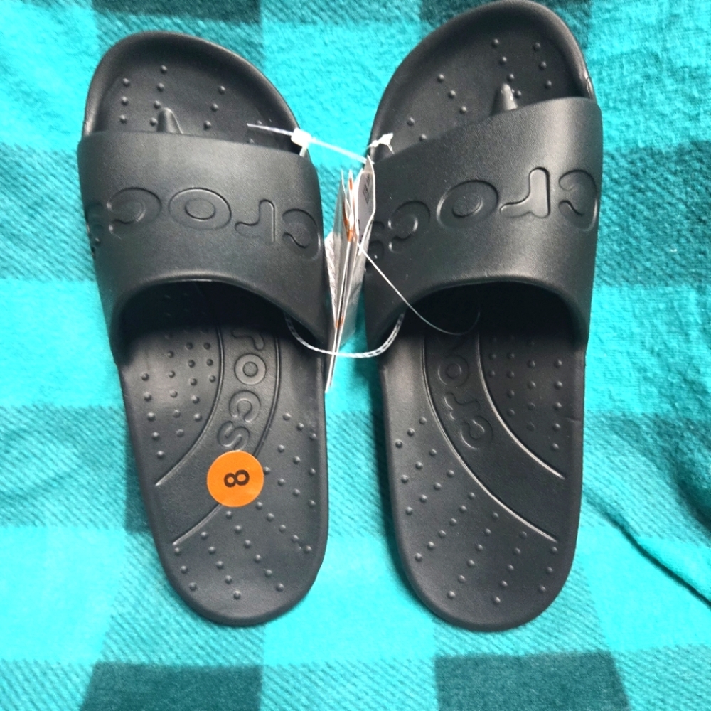 NWT CROCS Black Slide Sandals